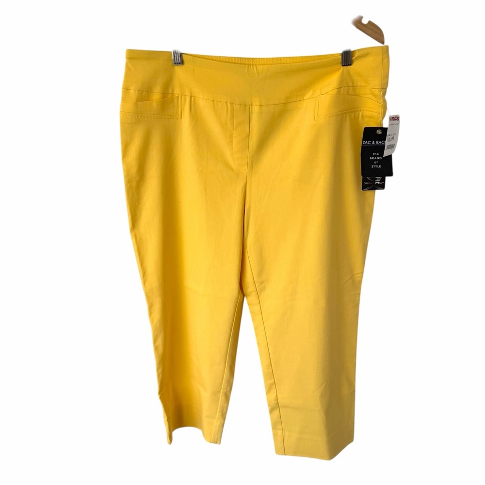 Zac & Rachel Womens Yellow Capri Pants Size 14 Pull On Stretch NWT